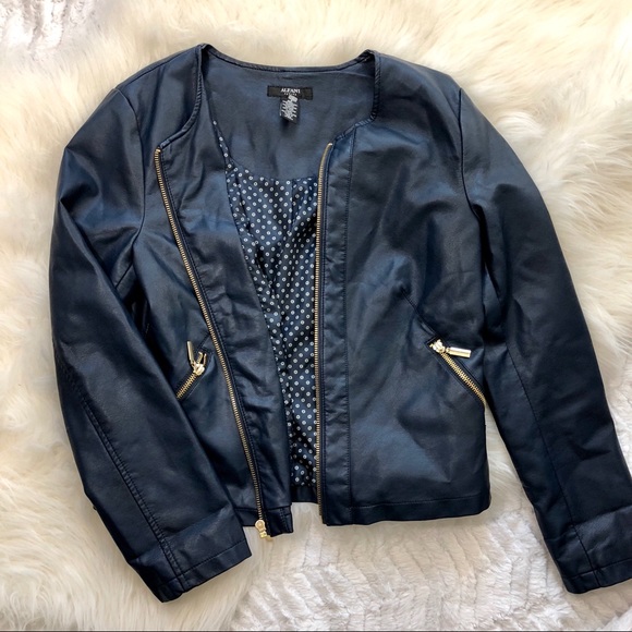 Alfani Jackets & Blazers - Alfani dark navy faux leather jacket